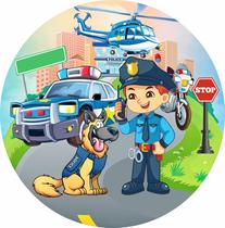 Painel de Lona Redondo Policia Aquarela Equipe