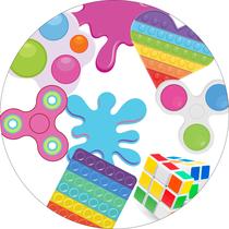 Painel de Lona Redondo Pop it Coleção de Brinquedos