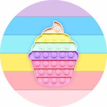 Painel de Lona Redondo Pop It Fidget Toy Cupcake Arco Íris