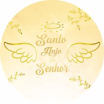 Painel de Lona Redondo Santo Anjo Dourado Glitter