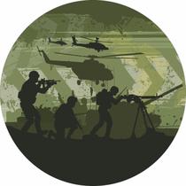 Painel de Lona Redondo Soldados Exercito em Combate Camuflada Painel de Lona Redondo Soldados Exercito em Combate Camuflada