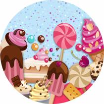Painel de Lona Redondo Sorvetes e Doces