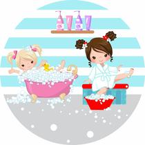 Painel de Lona Redondo Spa Meninas Banheira