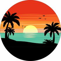 Painel de Lona Redondo Tardezinha Por Do Sol Mar Azul Painel de Lona Redondo Tardezinha Por Do Sol Mar Azul