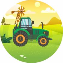 Painel de Lona Redondo Trator Verde Fazenda Painel de Lona Redondo Trator Verde Fazenda