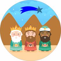 Painel de Lona Redondo Três Reis Magos Estrela Cadente