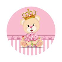 Painel de Lona Redondo Ursinha Princesa Coroas