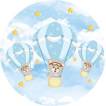 Painel de Lona Redondo Ursinho Baloeiro Trio Ursinhos e Estrelas