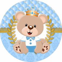 Painel de Lona Redondo Ursinho Príncipe Realeza Capitonê Arabesco