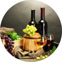 Painel de Lona Redondo Vinhos e Uvas no Caixote