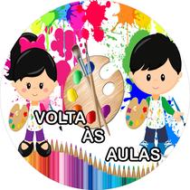 Painel de Lona Redondo Volta às Aulas Garoto e Garota Painel de Lona Redondo Volta às Aulas Garoto e Garota