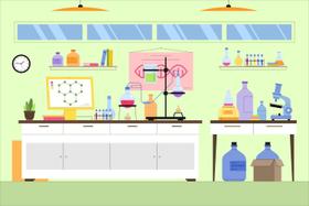 Painel de Lona Sala de Laboratório Química Fundo Verde - 100x070cm Painel de Lona Sala de Laboratório Química Fundo Verde - 100x070cm