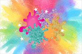 Painel de Lona Slime Glitter Colorido Explosão - Fabrika de Festa