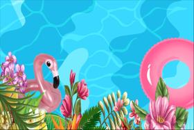 Painel de Lona Tropical Piscina