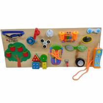 Painel de madeira 14 atividades sensorial montessori - Megaa toyss