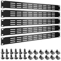 Painel de montagem em rack Suprwin 1U, aço ventilado, preto, 5 unidades