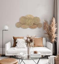 Painel de Parede Composição Cestaria Cocar Decoração Boho