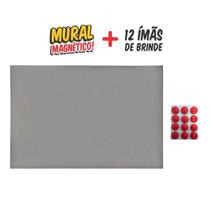 Painel de Parede Mural de Fotos e Recados Decoração Cinza de 40x60 cm + 12 Imãs Bolinha