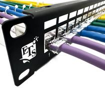 Painel de patch 1U blindado por FTP ETS de 24 portas CAT6A, 19 polegadas, carregado com conectores Keystone sem ferramentas, para montagem em rack ou montagem na parede