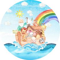 Painel De Tecido Redondo Arca de Noé Infantil Aquarela 170cm - Veste Mais Painel De Tecido Redondo Arca de Noé Infantil Aquarela 170cm - Veste Mais