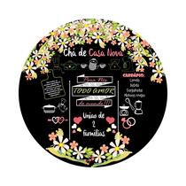 Painel De Tecido Redondo Chá de Casa Nova Chalkboard 150cm - Veste Bem