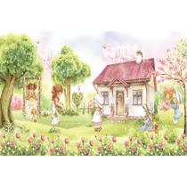 Painel De Tecido Sublimado Casa e Bonequinhas Papel De Carta Painel De Tecido Sublimado Casa e Bonequinhas Papel De Carta