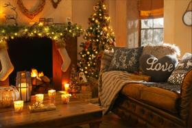 Painel de Tecido Sublimado Chaminé Decoração Arvore de Natal Painel de Tecido Sublimado Chaminé Decoração Arvore de Natal