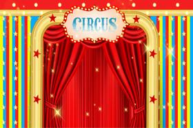 Painel de Tecido Sublimado Circo Cortina e Letreiro Coloridos