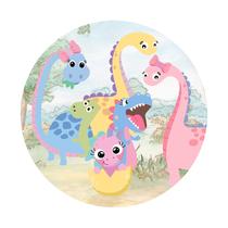 Painel de Tecido Sublimado Dino Dinossauros Cute Coloridos Candy Color 150x150
