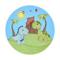 Painel de Tecido Sublimado Dinossauros Folhas e Poá Verde Aquarela Painel de Tecido Sublimado Dinossauros Folhas e Poá Verde Aquarela