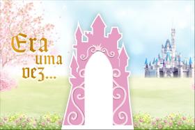 Painel de Tecido Sublimado Era uma vez... Castelo de Princesa Rosa