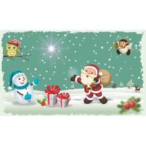 Painel de Tecido Sublimado Feliz Natal Papai Noel Cute