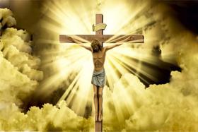 Painel de Tecido Sublimado Jesus na Cruz Paixão de Cristo Páscoa
