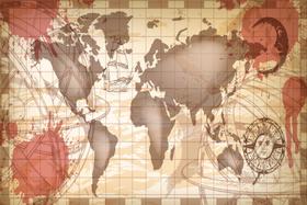 Painel de Tecido Sublimado Mapa Mundi Náutico