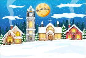 Painel de Tecido Sublimado Natal Noite Esperando Papai Noel