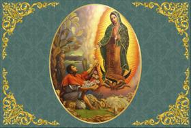Painel de Tecido Sublimado Nossa Senhora de Guadalupe Quadro Moldura Arabescos 400x250cm Painel de Tecido Sublimado Nossa Senhora de Guadalupe Quadro Moldura Arabescos 400x250cm