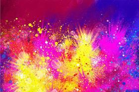 Painel de Tecido Sublimado Pintando o Sete Explosão de Cores Aquarela