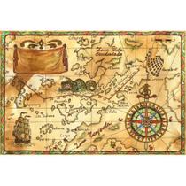 Painel de Tecido Sublimado Pirata Mapa Antigo