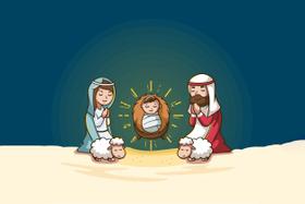 Painel de Tecido Sublimado Presépio Natividade de Jesus no Deserto Painel de Tecido Sublimado Presépio Natividade de Jesus no Deserto