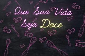 Painel de Tecido Sublimado Quadro Negro Que a Sua Vida Seja Doce - 400x250cm