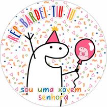 Painel de Tecido Sublimado Redondo Aniversário Flork RepBardei Sou Uma Xóvem Senhora c/ Elástico