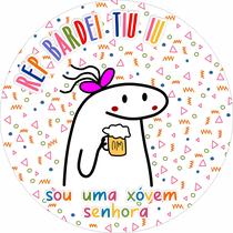 Painel de Tecido Sublimado Redondo Aniversário Flork RepBardei Uma Xóvem Senhora Copo de Cerveja c/ Elástico