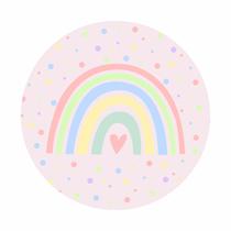 Painel de Tecido Sublimado Redondo Arco Íris Boho Candy Color c/ Elástico