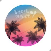 Painel de Tecido Sublimado Redondo Beach Tennis Por do Sol Coqueiros c/ Elástico - Fabrika da Festa