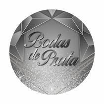Painel de Tecido Sublimado Redondo Bodas de Prata Formas Geométricas Glitter Prateado c/ Elástico 1,5x1,5m Painel de Tecido Sublimado Redondo Bodas de Prata Formas Geométricas Glitter Prateado c/ Elástico 1,5x1,5m