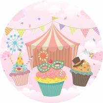 Painel de Tecido Sublimado Redondo Carnaval de Doce Candy Painel de Tecido Sublimado Redondo Carnaval de Doce Candy