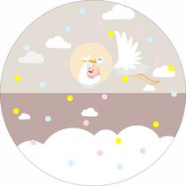 Painel de Tecido Sublimado Redondo Chá de Bebê Poa Cegonha c/ Elástico