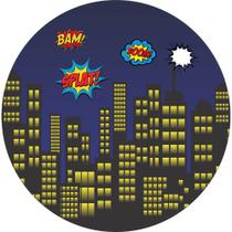 Painel De Tecido Sublimado Redondo Cidade Dos Herois 03 C/Elástico Painel De Tecido Sublimado Redondo Cidade Dos Herois 03 C/Elástico