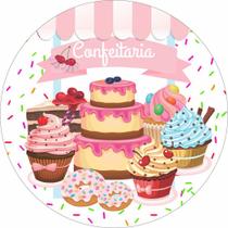 Painel de Tecido Sublimado Redondo Confeitaria de Doces C/ Elástico