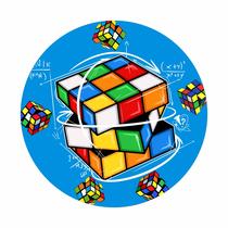Painel de Tecido Sublimado Redondo Cubo Mágico Equações Matemáticas Cores c/ Elástico